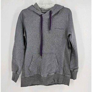 Jounique Ladies Gray Hooded Long Sleeve Sweatshirt Purple String & Logo Name Sm